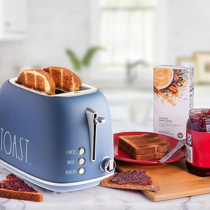 Rae Dunn Retro Rounded Bread Toaster, 2 Slice Stainless Steel Toaster