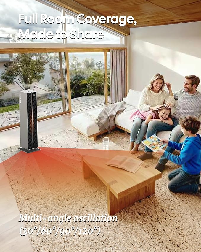ComDomus Electric Heaters for Indoor Use, 32” Space Heater Large Room