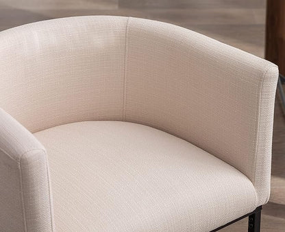 VESCASA Upholstered Dining Chairs with Barrel Back, Modern Padded Restaurant Chairs with Black Metal Frame for Dining Room, Kitchen, Set of 4, Linen Cream