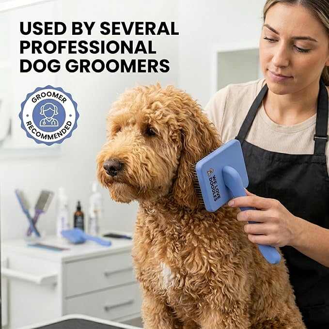 We Love Doodles Large Dog Face Grooming Comb & Large Slicker Brush Bundle