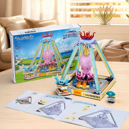 Building Blocks Set,Octopus Swing Amusement Park Building Blocks Toy,Blocks Toy Model Gift for Kids and Adults(1189PCS)