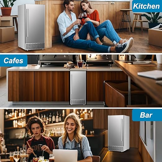 Commercial Ice Maker Machine 120 LBS/24H, 60 LBS Cold Preservation Bin