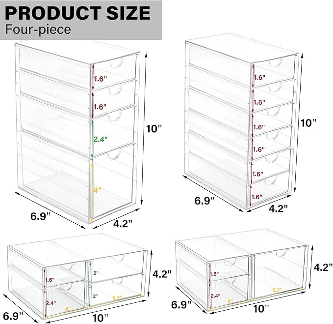 Prsildan Acrylic Drawer Organizer