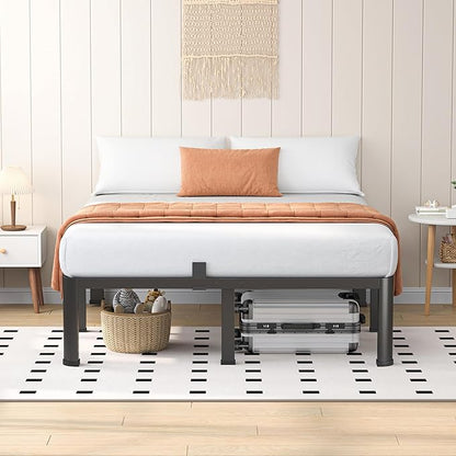 18 Inch Queen Heavy Duty 3500 lbs Bed Frame with Round-Corner Legs & Anti-Squeak Design – Quick Assembly Metal Platform, No Box Spring Needed