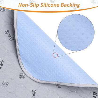 Washable Pee Pads for Dogs, 4 Pack Absorbent Puppy Training Pads 34x36 | Reusable, Non-Slip, Waterproof, Bone Print, Whelping Pads for Pet Training, Playpen, Crate, Potty Training, Housebreaking