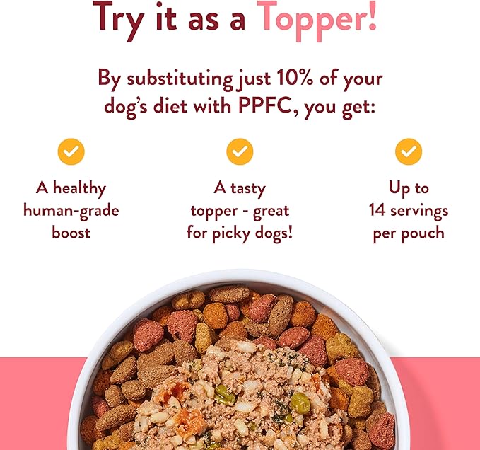 Portland Pet Food Company Fresh Dog Food Pouches Human-Grade Toppers Wet Pet Meal & Mix-Ins - Gluten-Free Limited Ingredient Wally’s Salmon N’ Rice - Large & Small Breed, Puppy to Senior - 5 Pack