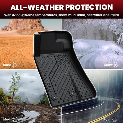 LASFIT Floor Mats and Trunk Mat for Ford Mustang 2024 2025 2026 (NOT fit Cargo w/o Subwoofer Box) All Weather Protector TPE Car Floor Liners, 1st & 2nd Row & Cargo Liner, 5pcs Black