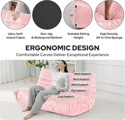 HABUTWAY Bean Bag Chair, Giant Bean Bag Chairs for Adults, 3 Seater Fireside Chair, Lazy Large Floor Bean Bag Sofa for Living Room, Bedroom, Dorm, Office (Pink)