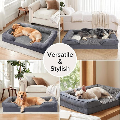 XXL Plus Orthopedic Dog Beds Large Sized, XL Washable Dog Sofa with Egg-Crate Foam, Waterproof Lining and Non-Skid Bottom