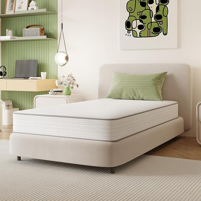 Novilla Twin XL Mattress, 8 Inch TXL Size Mattresses in a Box with Smarts™ Coil for Pressure Relief, Medium Plush Foam and Spring Hybrid Colchones with CertiPUR-US Certified for Kids