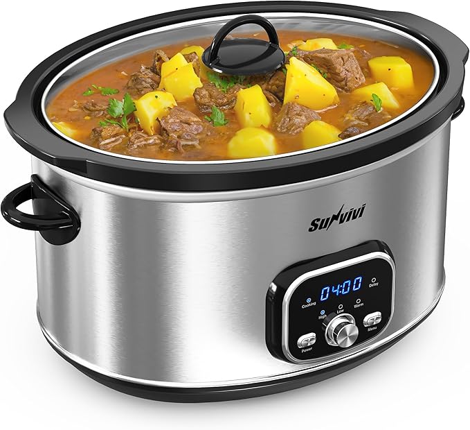 Sunvivi Slow cooker Pot 8.5 QT Programmable Stainless Steel Color :