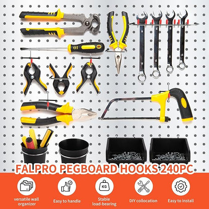 240PCS Pegboard Hooks Assortment, Pegboard Organizer Kit
