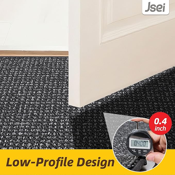 JSEI Dirt Trapper Door Mat 20"x32" Non-Slip Washable Entrance Mat, Dog Doormats, Absorbent & Fade-Resistant Floor Mats, Low Profile Welcome Mats for Entryway, Front Door, and Inside Entrance, Charcoal