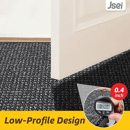 JSEI Dirt Trapper Door Mat 24"x36" Non-Slip Washable Entrance Mat, Dog Doormats, Absorbent & Fade-Resistant Floor Mats, Low Profile Welcome Mats for Entryway, Front Door, and Inside Entrance, Charcoal