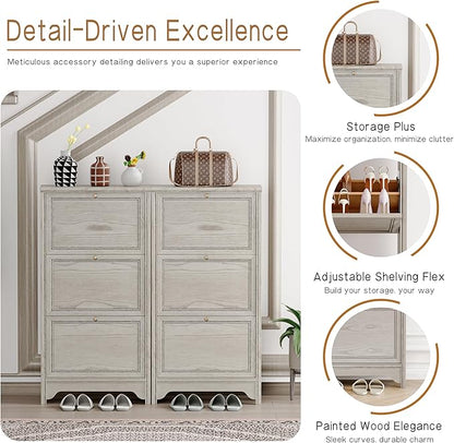 Chogori 3-Tier Shoe Cabinet – Solid Wood Entryway Shoe Storage Organizer