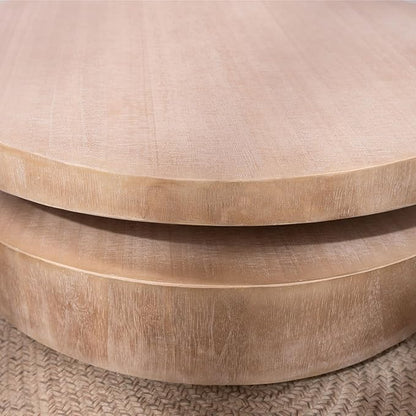 31.3" Modern Round Wood Coffee Table,Natural Finish Accent Table for Living Room
