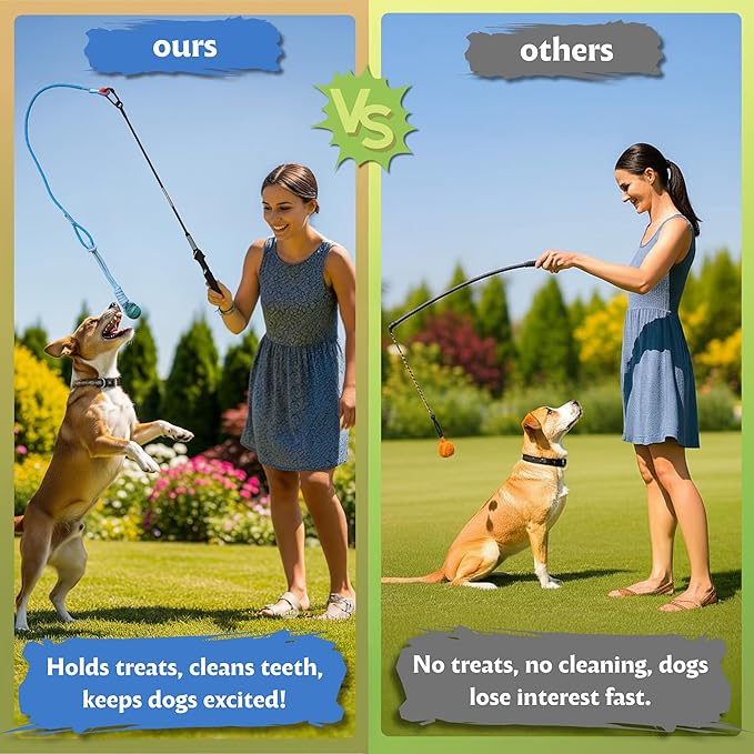 Flirt Pole for Dogs, Tether Tug Outdoor Dog Toy, Interactive Toys for Large Breed & Puppies, Agility Training Equipment, Durable Rope Toy with Chew Ball, Exercise & Training Tool