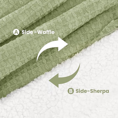 Heated Blanket Electric Throw Waffle, 50x60 Inches Sherpa Fleece Fast Heating