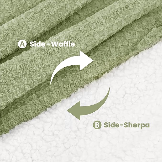 Heated Blanket Electric Blanket Twin Waffle, 62x84 Inches Sherpa Fleece Fast