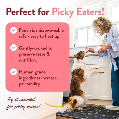 Portland Pet Food Company Fresh Dog Food Pouches Human-Grade Toppers Wet Pet Meal & Mix-Ins - Gluten-Free Limited Ingredient Wally’s Salmon N’ Rice - Large & Small Breed, Puppy to Senior - 5 Pack