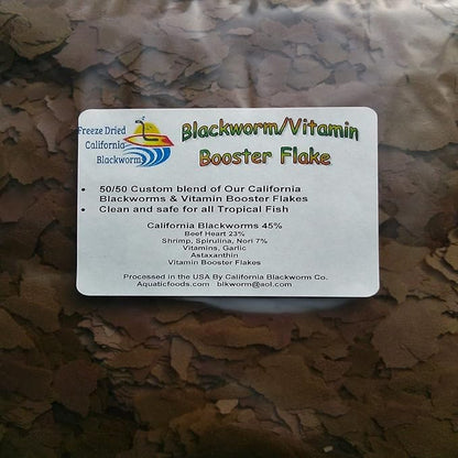 Aquatic Foods Inc. Flakes - 45% California Blackworm & Vitamin Flake Mix for Discus, Cichlids, Tetras, Guppies, Live Bearers, Pond Fish, All Community Tropical Fish Premium AF Flakes - 1-lb
