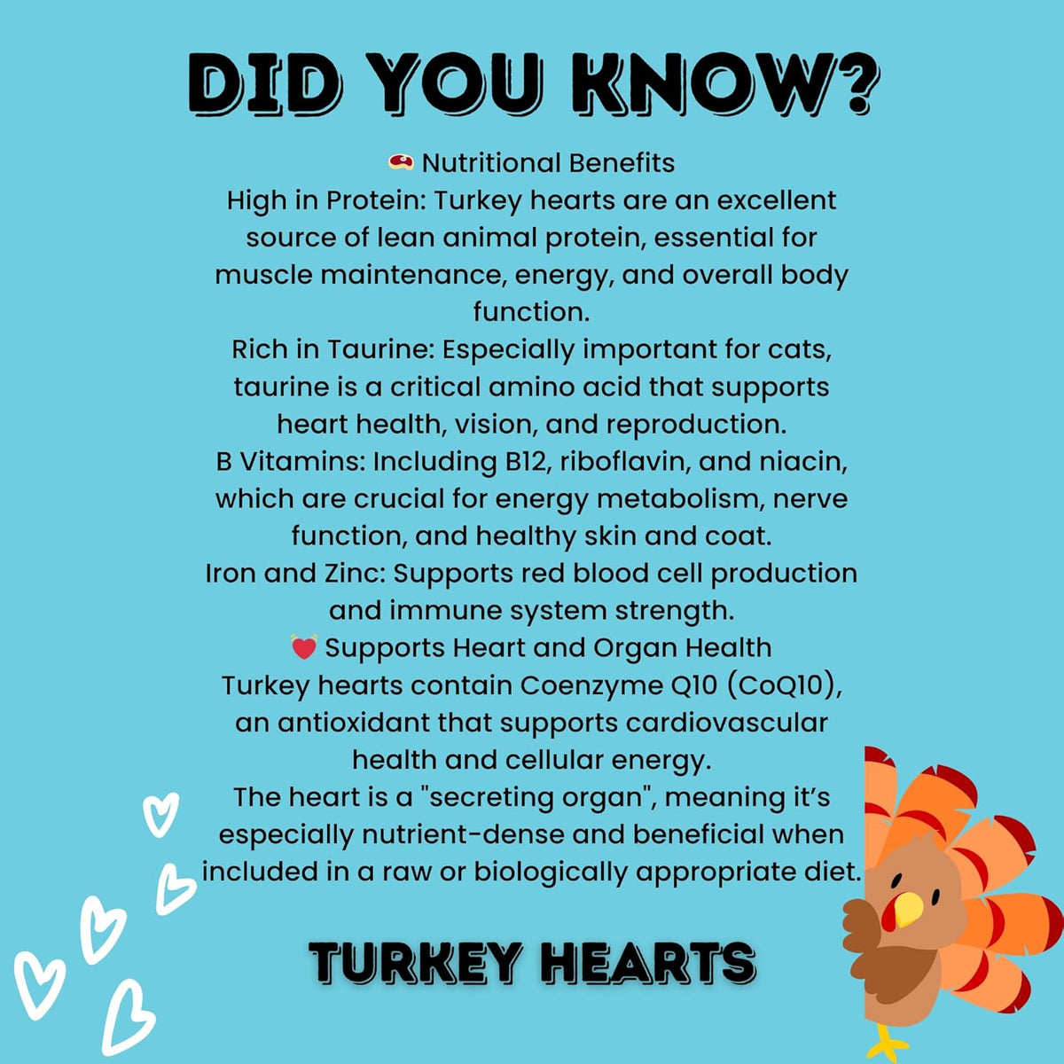 hotspot pets Freeze Dried Turkey Hearts Treats for Cats & Dogs -Made in USA, 1lb Big Bag, Single Ingredient All Natural Grain-Free Turkey Heart - Great for Training, As a Topper or Snack