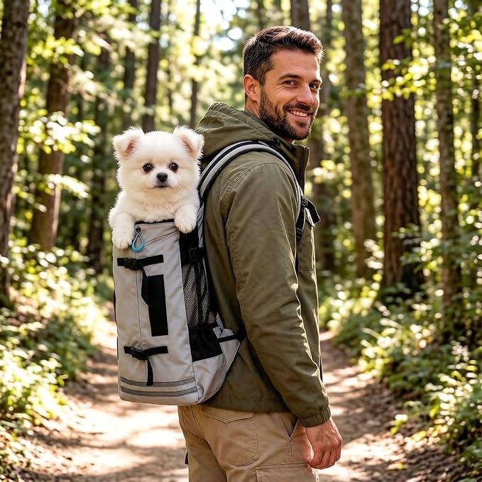 Big Dog Backpack Carrier, Black-M | Extra Large Pet Carrier for 66lbs Dogs, Fully Adjustable Water-Resistant Dog Travel Bag for Hiking Cycling Outdoor Adventures