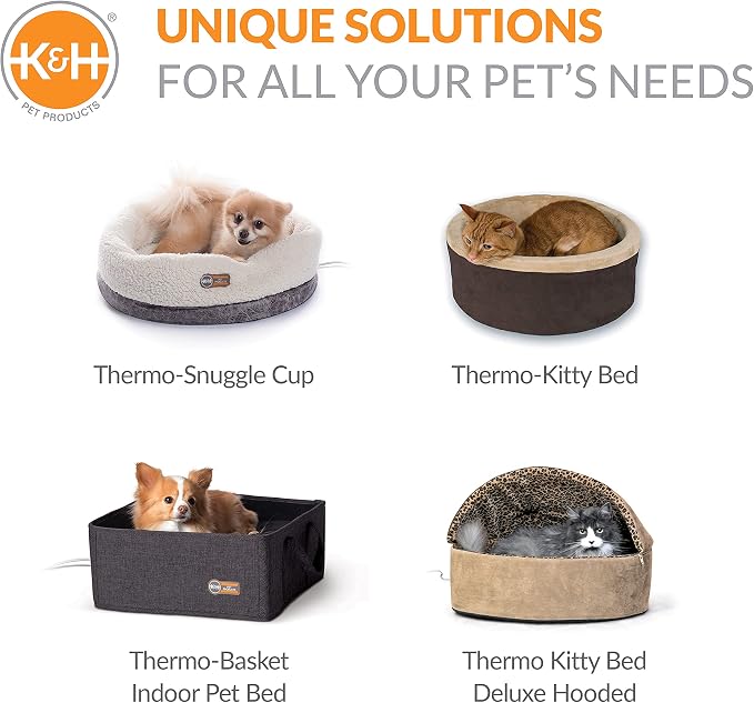 K&H Pet Products Thermo-Pet Cave Heated Cat Bed for Large Cats, Indoor Heated Warming Bed for Dog & Cat, Covered Cave Pet_Tent, Collapsible,Machine Washable,Safety Listed-17X15X13in Navy (Pack of 4)