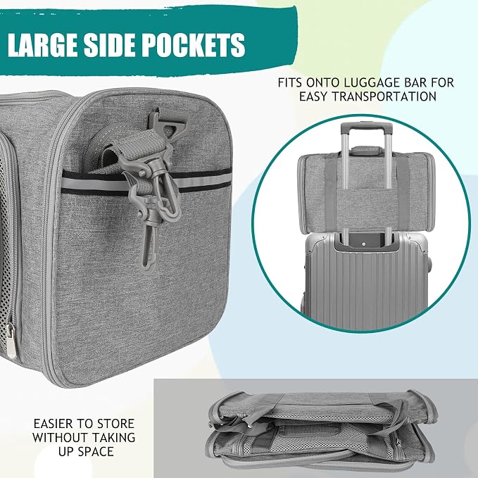 Top tasta Dog Cat Carrier Pet Carriers for Small Medium Large Cats Dogs Carrier Soft Sided Small Puppy Dog Carrier Portable Foldable Airline Approved Dog Cat Travel Carrier Grey Medium