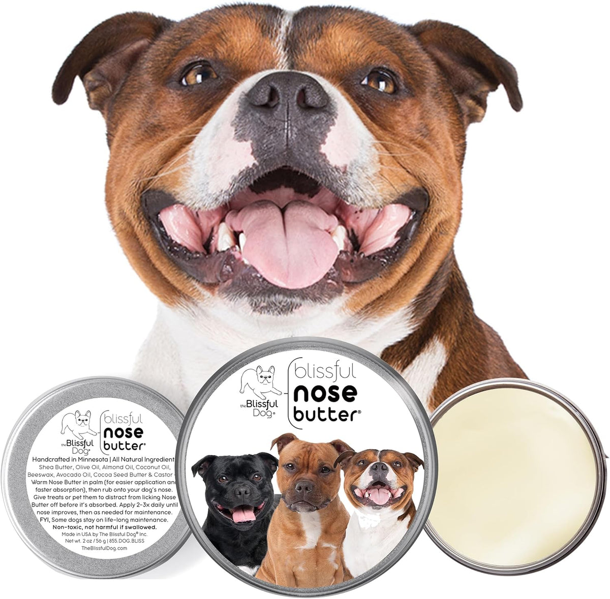 The Blissful Dog Staffordshire Pitbul Terrier Unscented Nose Butter, 16oz
