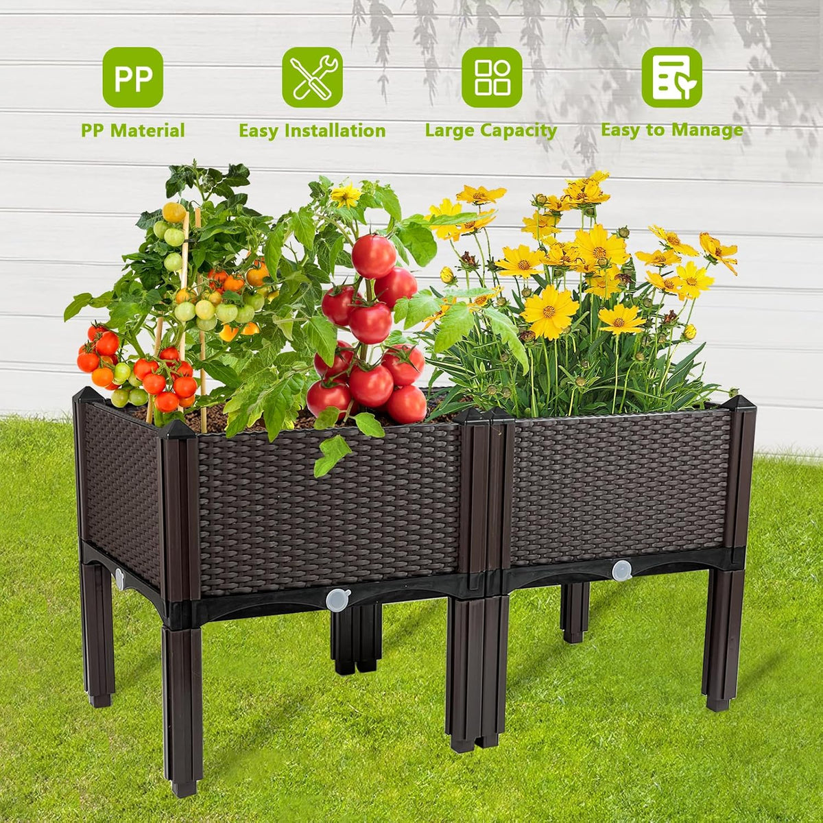Raised Garden Bed with Legs Planters for Outdoor Plants pots Elevated Garden Boxes Garden Patio Balcony Deck to Planting Flowers Vegetables Tomato and Herbs