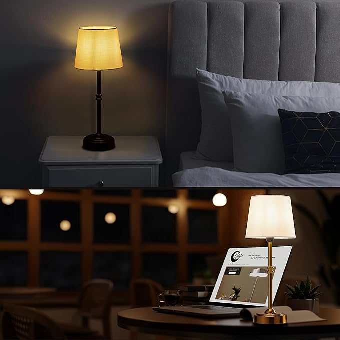 O’Bright Seraph - Cordless LED Table Lamp with Dimmer, Built-in Rechargeable Battery, 3-Level Brightness, Patio Table Lamp, Bedside Night Lamp, Ambient Light for Restaurant, Black