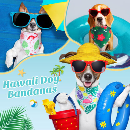 Shyyween100 Pieces Hawaii Dog Bandanas Bulk Summer Bandanas for Dogs Soft Bibs Adjustable Triangle Scarf for Small Medium Large Pets Summer Costume