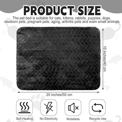 4 Pack Self Heating Cat Pad 16 x 20 Inch Self Warming Cat Bed Non Slip Warm Dog Pad Mat Washable Pet Kennel Crate Bed Mat for Indoor Outdoor Pets(Black,16 x 20 Inch)