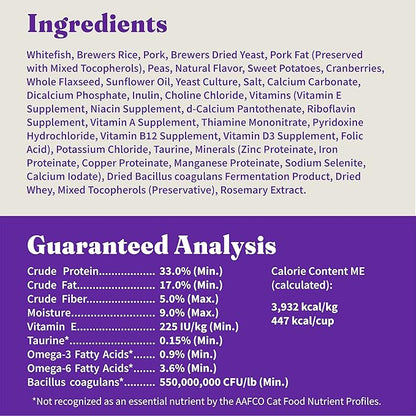 Halo Holistic Cat Food Wild Caught Salmon & Whitefish Formula, Healthy Grains Dry Cat Food, For Sensitive Stomach Support, Kibble for Adult Cats, 10 lb Bag