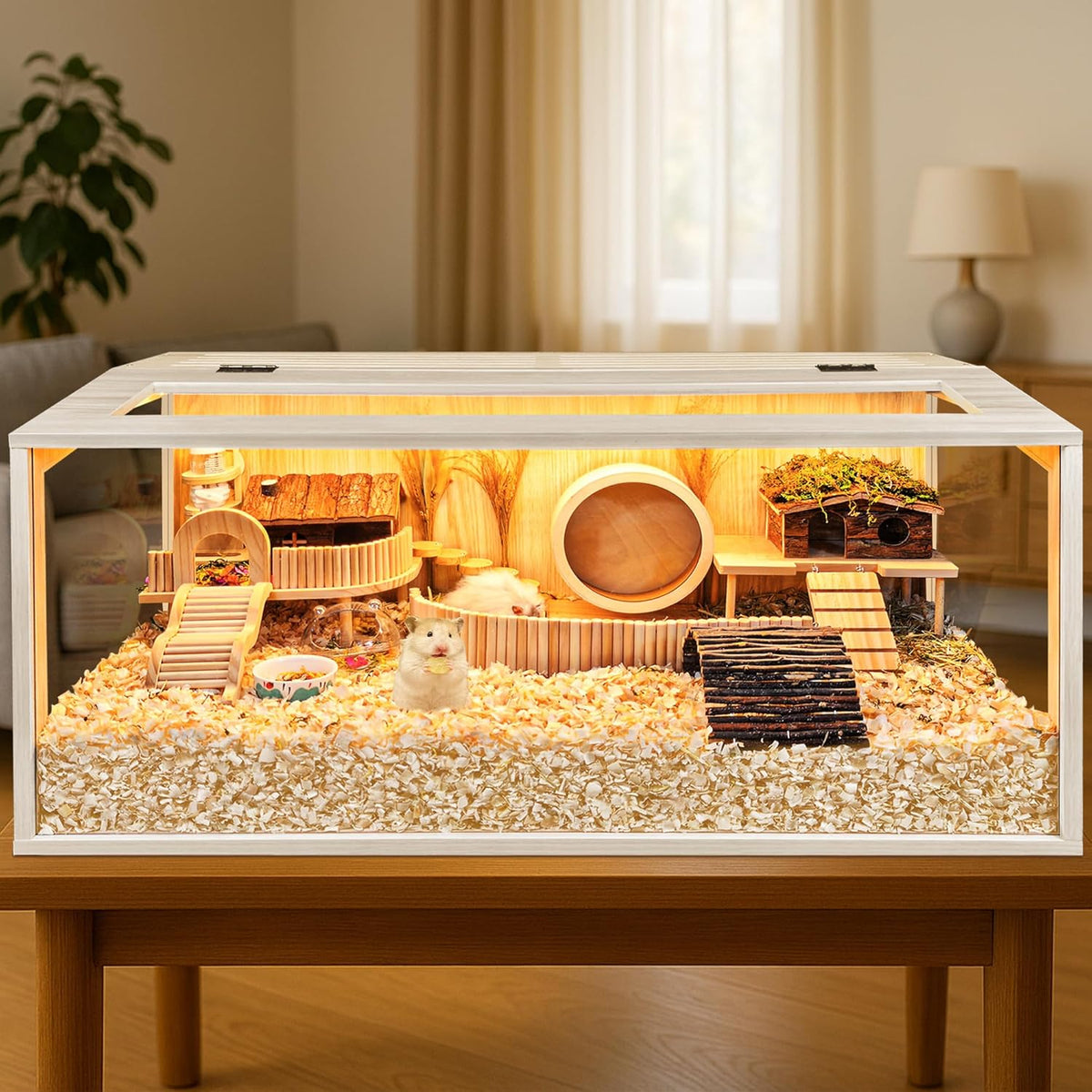 Hamster Cage Chewproof, Large Hamster Cages and Habitats, Openable Top with Acrylic Sheets, Solid Built