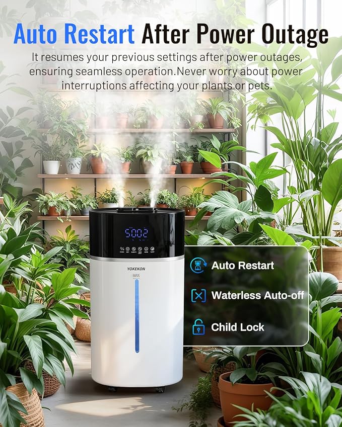 Yokekon Cool and Warm Mist Humidifier Large Room, 4.76Gal/18L Humidifiers