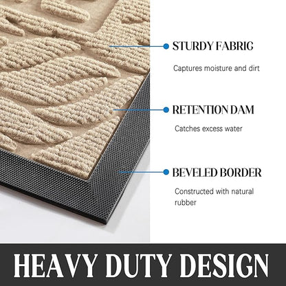 Yimobra Large Welcome Mat 47x32, Waterproof Non-Slip Outdoor Mats for Front Door Outside Entrance, Low-Profile Entryway Mat Indoor for Garage Patio, Beige