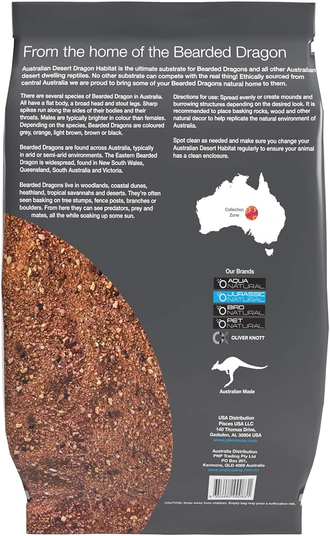 Jurassic Natural Australian Desert Dragon Habitat Substrate for Bearded Dragons and Other Lizards, Red, 10lb