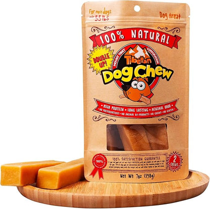 Tibetan Dog Chew Yak Cheese Sticks (2 Large Chews) - Handmade Treats for Large Dogs, Long-Lasting, Easy to Digest, Grain-Free, Gluten-Free, Supports Dental Health, for Aggressive Chewers