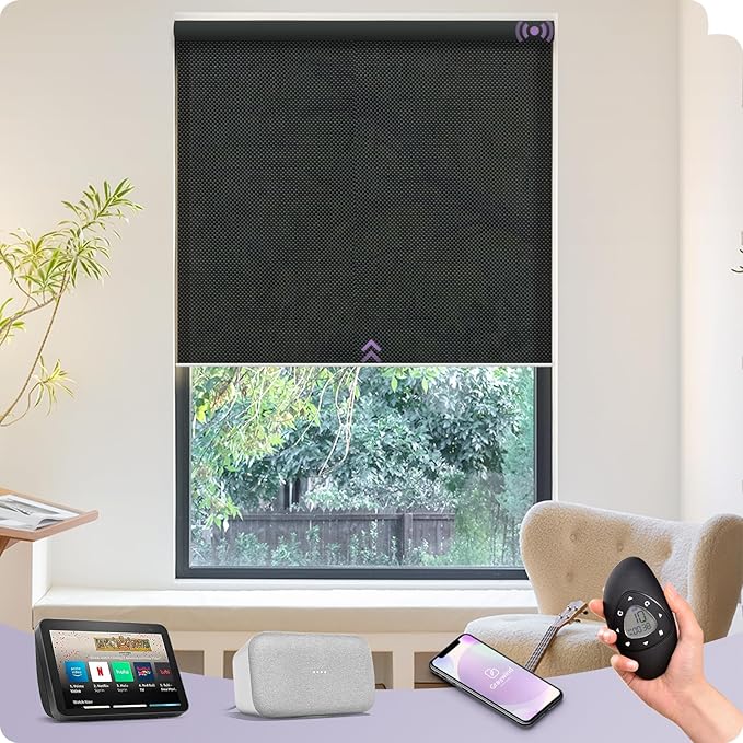 Graywind Motorized Solar Shades Light Filtering Mesh Shade Compatible