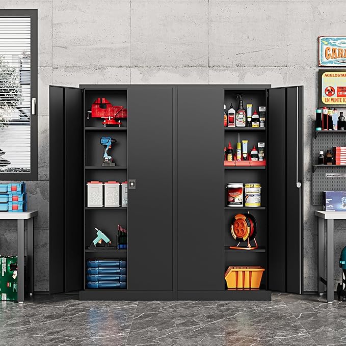 Metal Storage Cabinet-72” Black Tall Steel File Cabinets