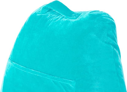 Husband Pillow Carolina Blue, Original Reading Pillow in Bed Rest Chair, Shredded Memory Foam Large Lounge Cushion Adult Backrest with Arms, Comfy Back Support, Sit Sitting Up, Wash/Removable Cover