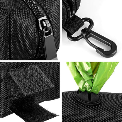 Dog Poop Bag Waste Bag Dispenser Dog Poop Bag Dispenser for Leash Accessory Dog Poop Bag Holders Fits Dog Leash with Hand Free Holder & Bag, No1680pjdz (Black&Purple&Pink, Black&Purple&Pink)