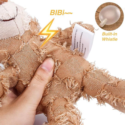 MAXBECK Dog Companion for Heavy Chewers- Indestructible Robust Bear Dog Toy, Resistant Squeaky Dog Toys for Heavy Chewers, Unbreakable Stuffed Plush Dog Toys for Aggressive Chewers (C-Navy+Oak)