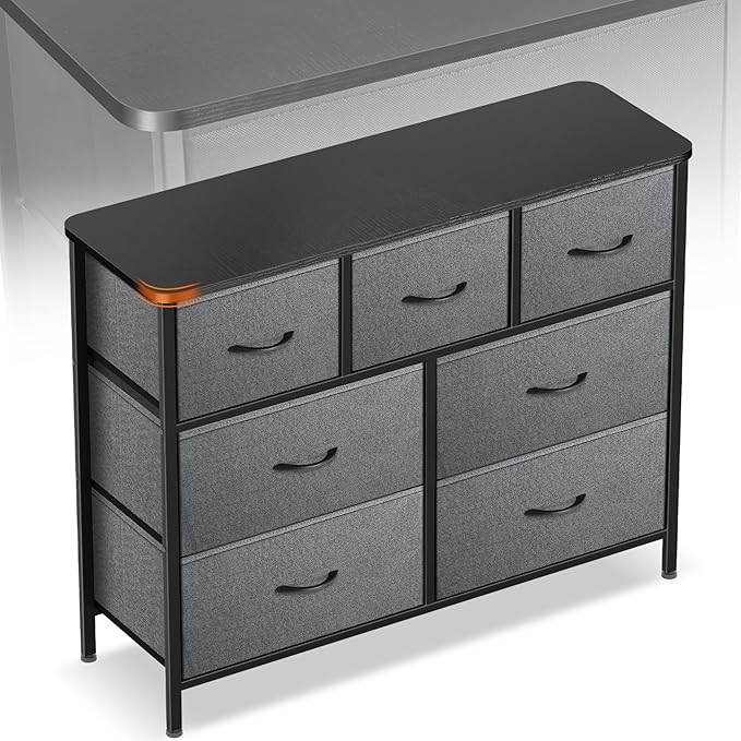 Curved Profile Dresser for Bedroom, Chest of Drawers, 7 Storage Drawers