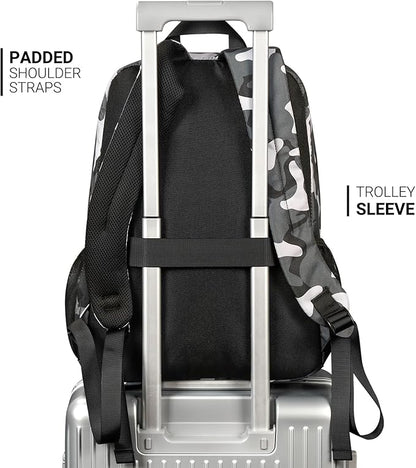 ZORFIN 26L Backpack for College, and Travel: Water Resistant Bookbag - Camo Black