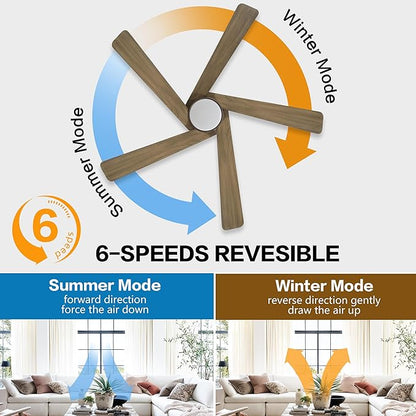 WINGBO 54 Inch Flush Mount DC Ceiling Fan
