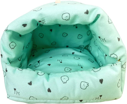 WOWOWMEOW Guinea Pigs Bed,Hamster Bed,Soft Sleep Mat Pad and Warm Cave for Rats,Rabbit,Chinchillas,Hedgehog,Squirrel and Other Small Animals (M, Heart-Green)