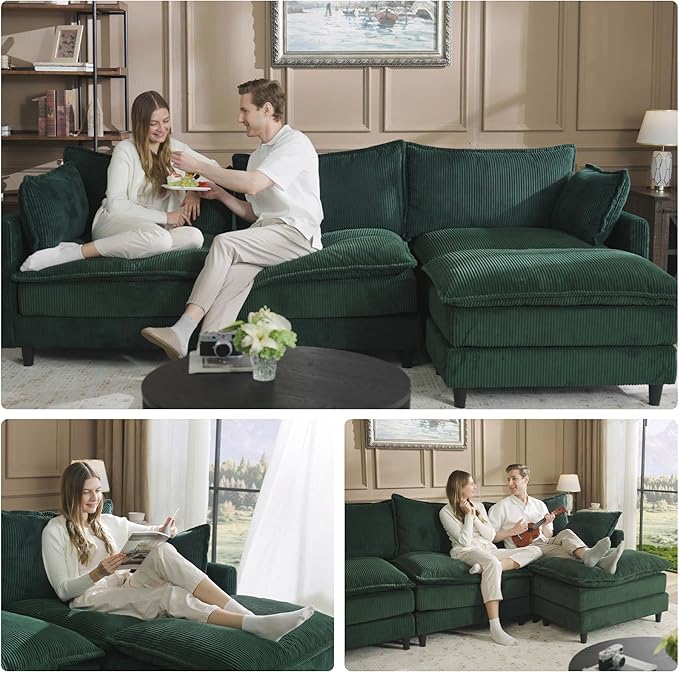 Apicizon Modular Sectional Sofa Middle Seat, Green